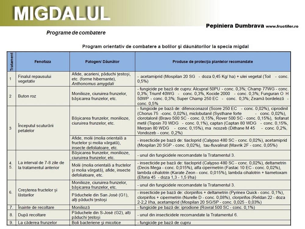 Combatere boli migdal pepiniera Dumbrava Gigi com. Cobadin. Jud. Constanta Romania