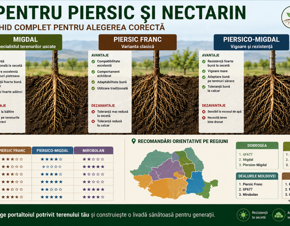 Portaltoii piersicului si nectarinului in functie de zona geografica.